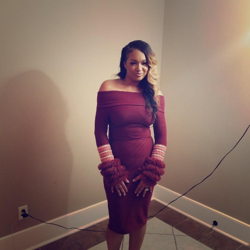 Ox blood fitted Dress